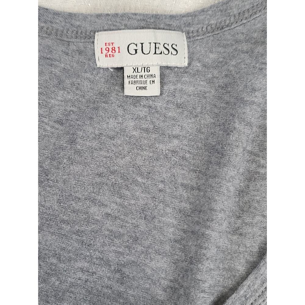Guess Y2K women's sequin logo tee shirt longer length Size XL Bling Mcbling - Picture 4 of 7